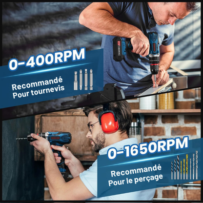 Destornillador a batería con múltiples accesorios para aficionados al bricolaje (DIY)