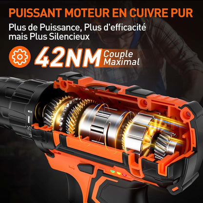 Destornillador a batería con múltiples accesorios para aficionados al bricolaje (DIY)