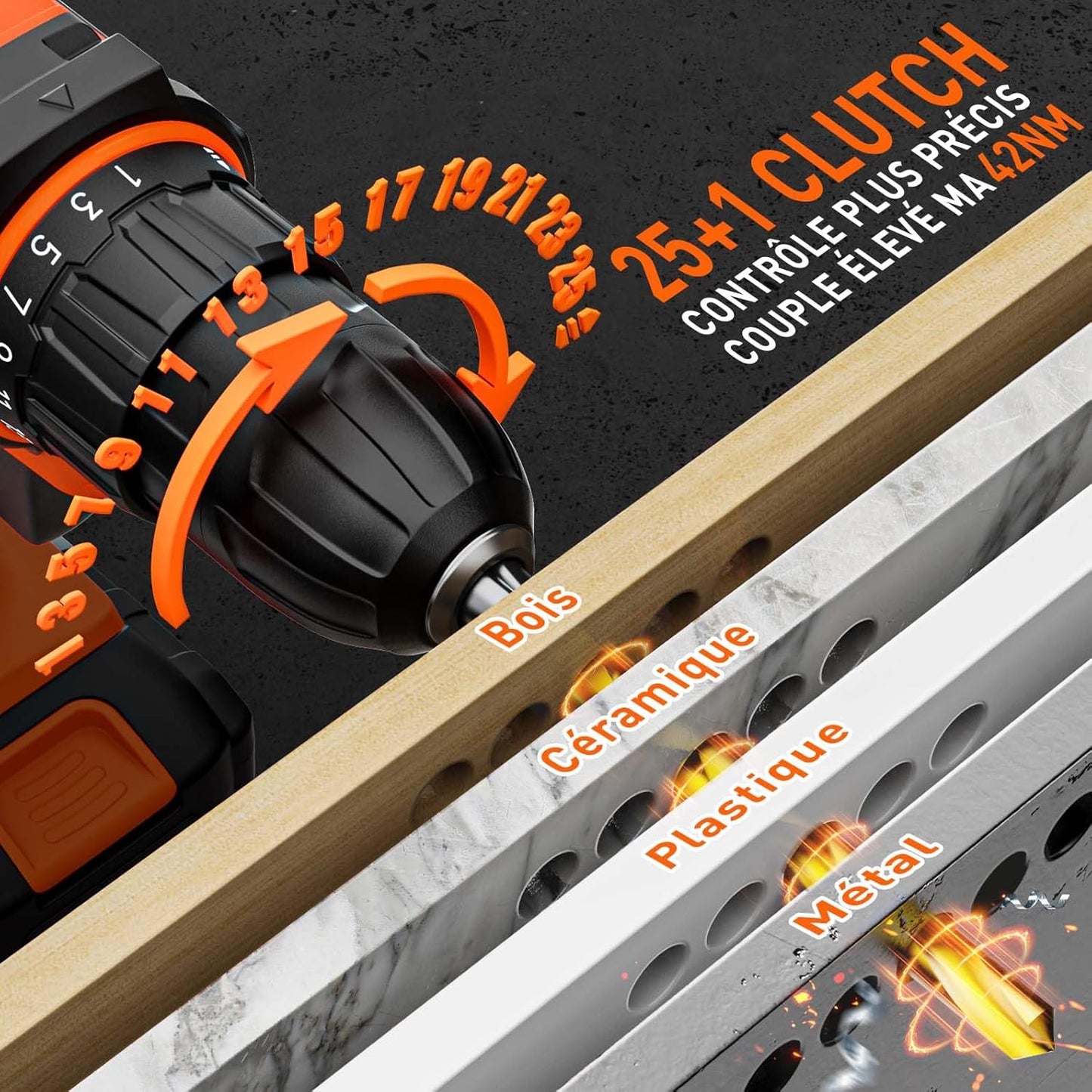 Destornillador a batería con múltiples accesorios para aficionados al bricolaje (DIY)