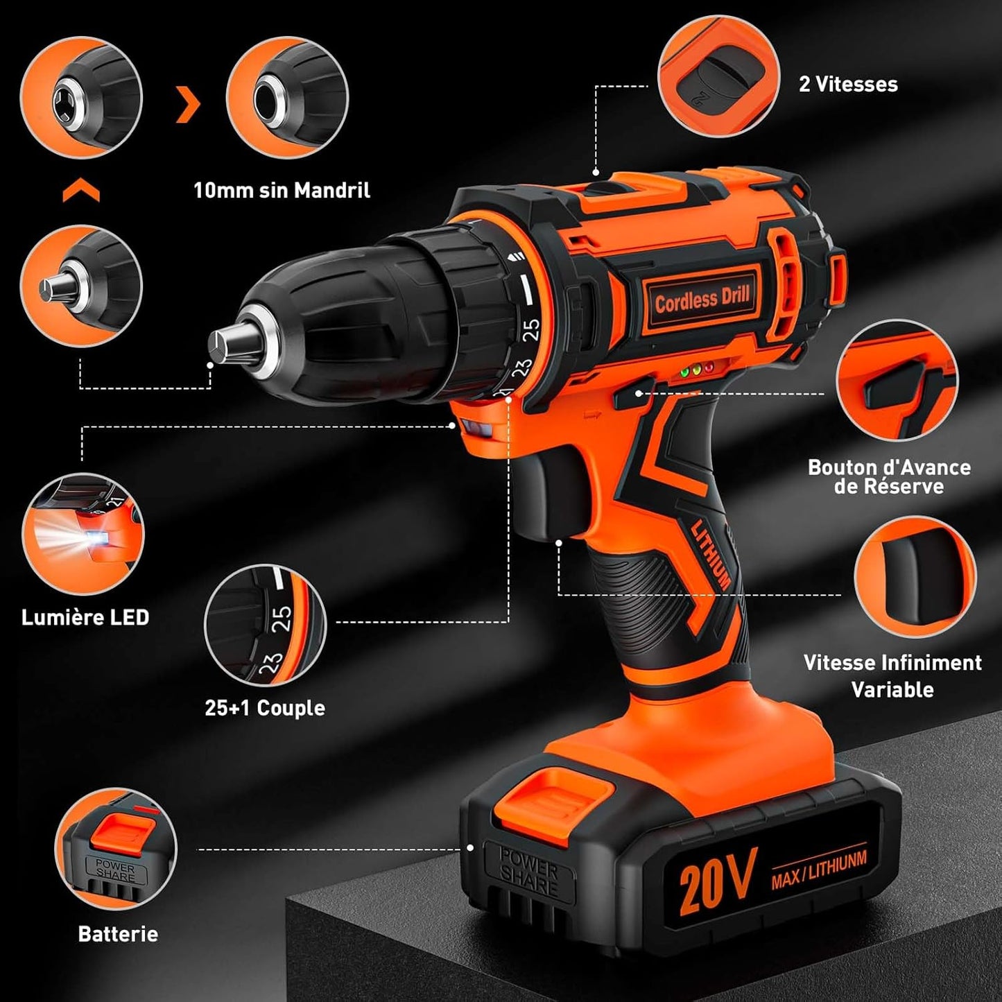 Destornillador a batería con múltiples accesorios para aficionados al bricolaje (DIY)